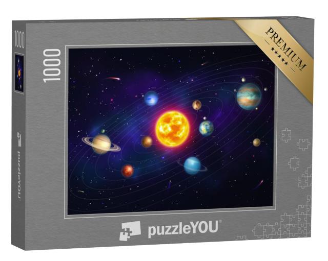 Puzzel 1000 stukjes „Het zonnestelsel met negen planeten“