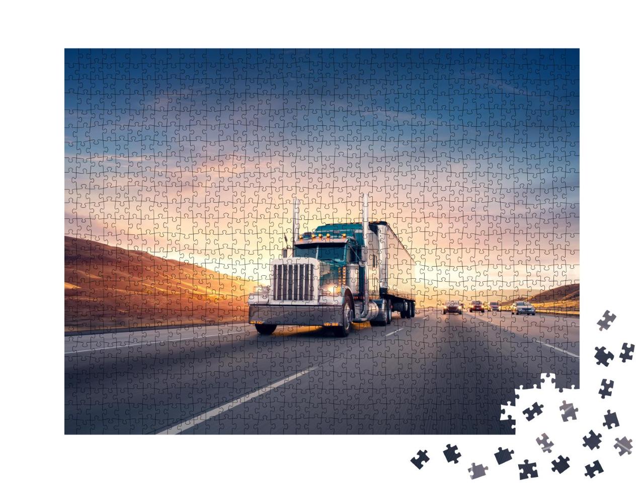 Puzzle 1000 Teile „Amerikanischer Truck auf dem Highway“
