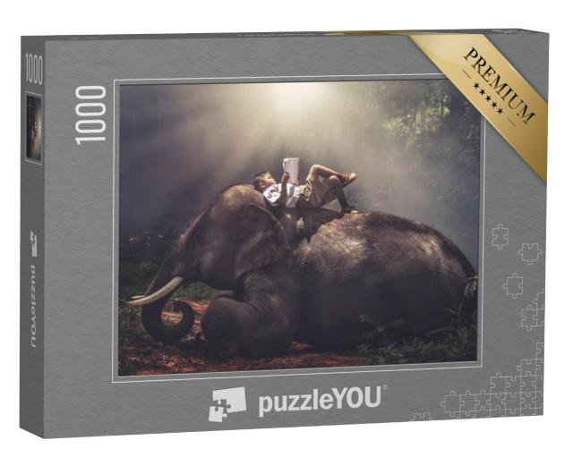 Puzzel 1000 stukjes „Beste vrienden - jongen en olifant“