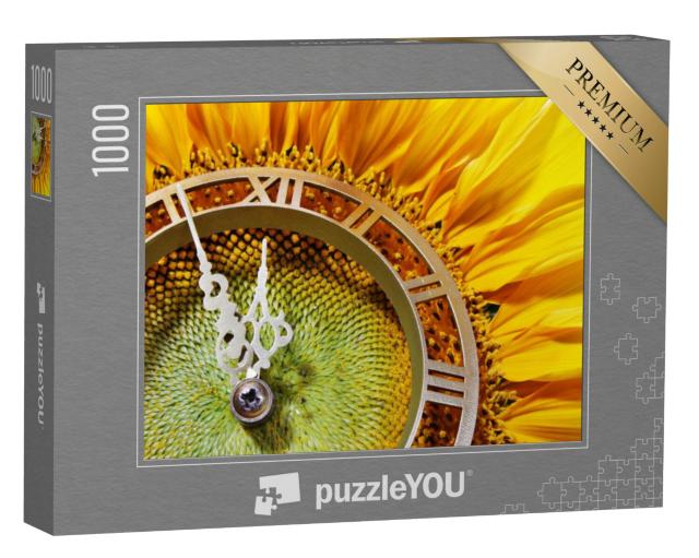 Puzzel 1000 stukjes „Close-up van een zonnebloemklok“