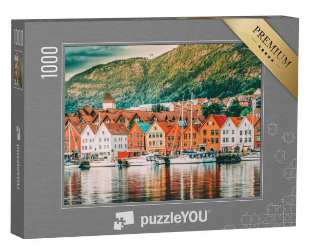 Puzzel 1000 stukjes „De historische huizen in Bergen, Noorwegen, UNESCO werelderfgoed“