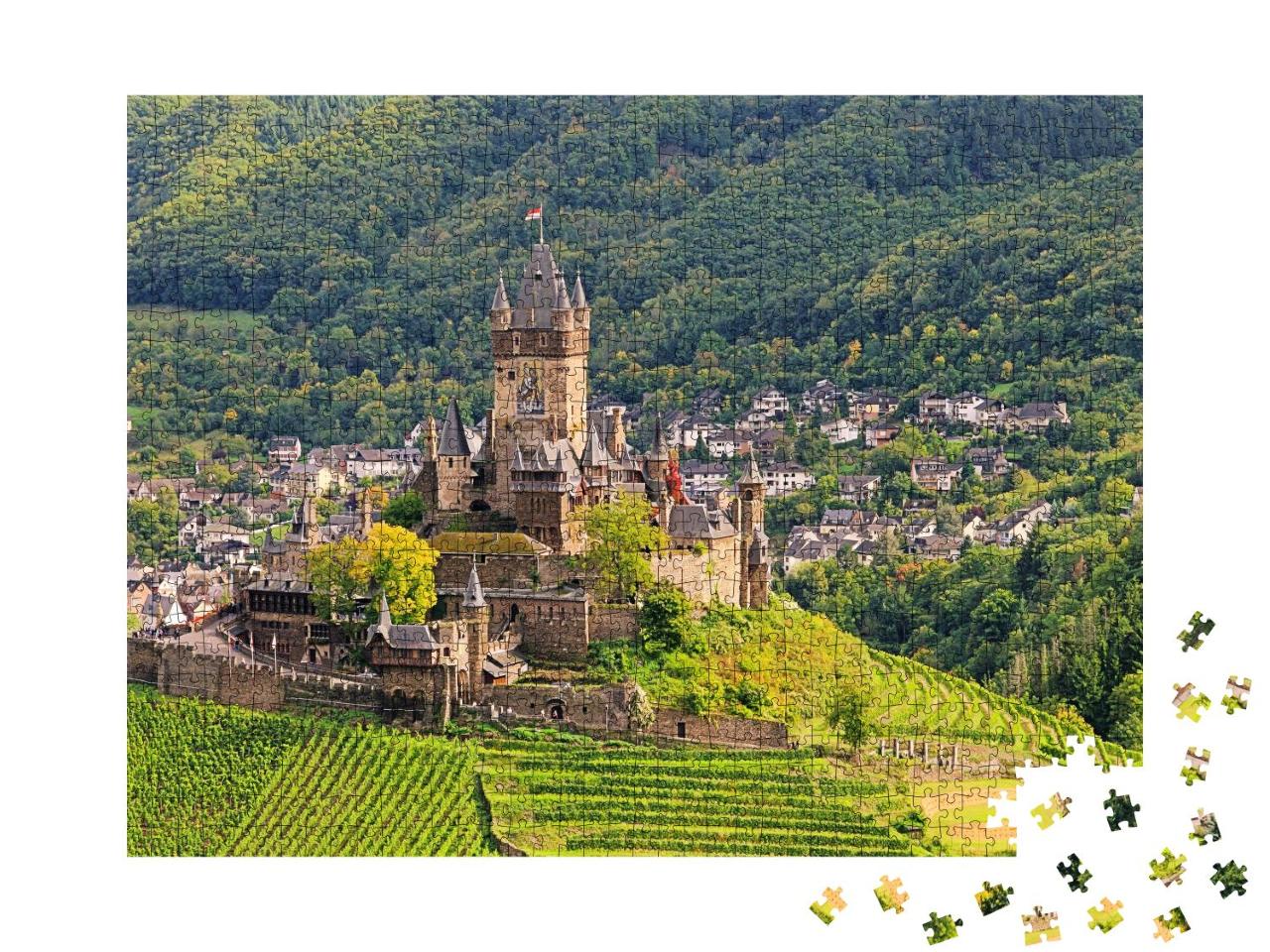 Puzzle 1000 Teile „Majestätische Burg Cochem, Deutschland“