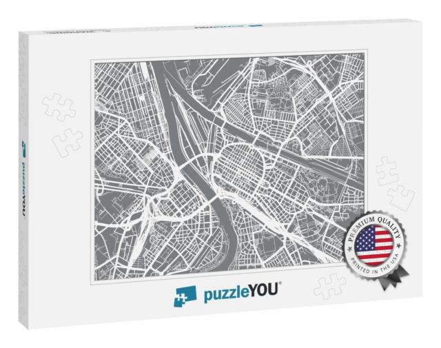 Urban Vector City Map of Mannheim, Germany... Jigsaw Puzzle