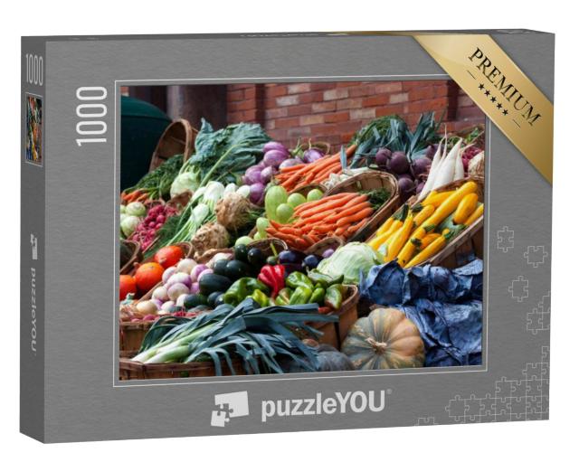 Puzzel 1000 stukjes „Groenten en fruit op een markt in Frankrijk“