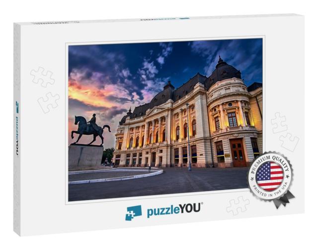 Bucharest At Sunset. Calea Victoriei, National Library... Jigsaw Puzzle