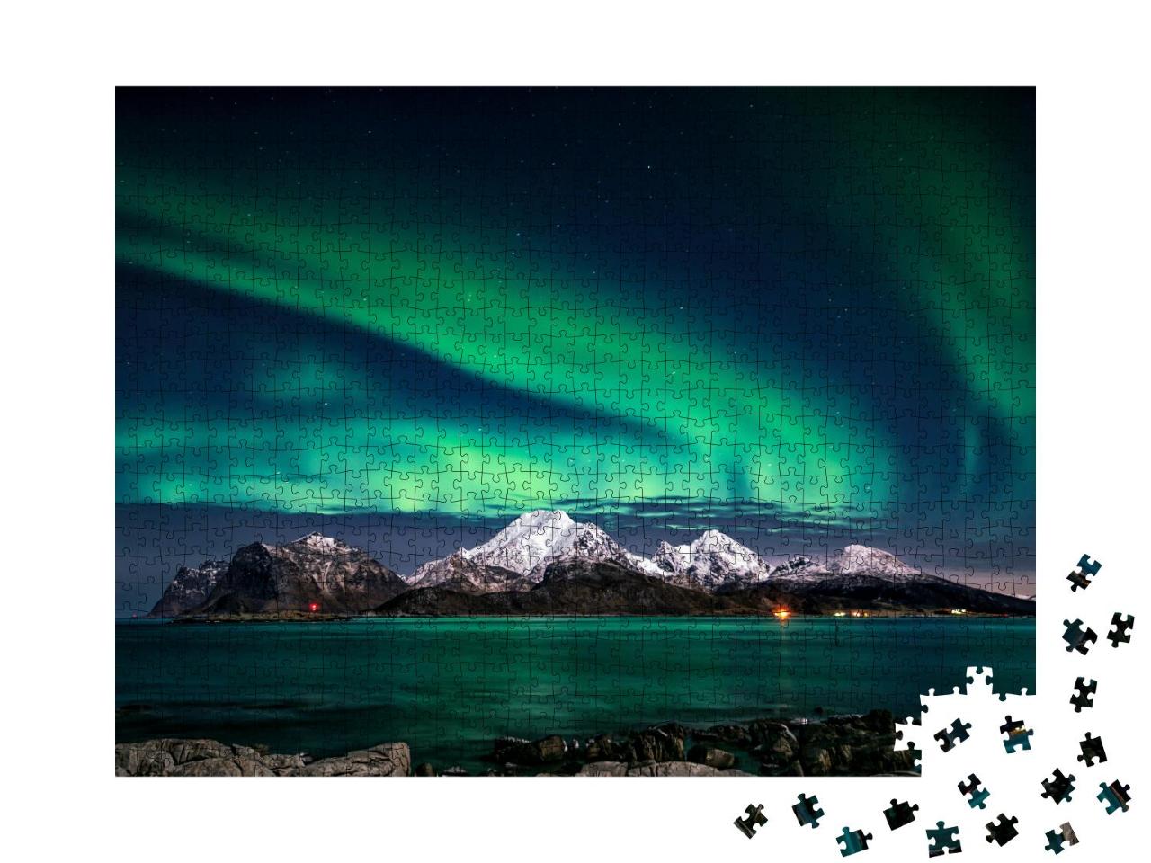 Puzzle 1000 Teile „Die Lofoten im Winter: Wunderschöne Nordlichter“