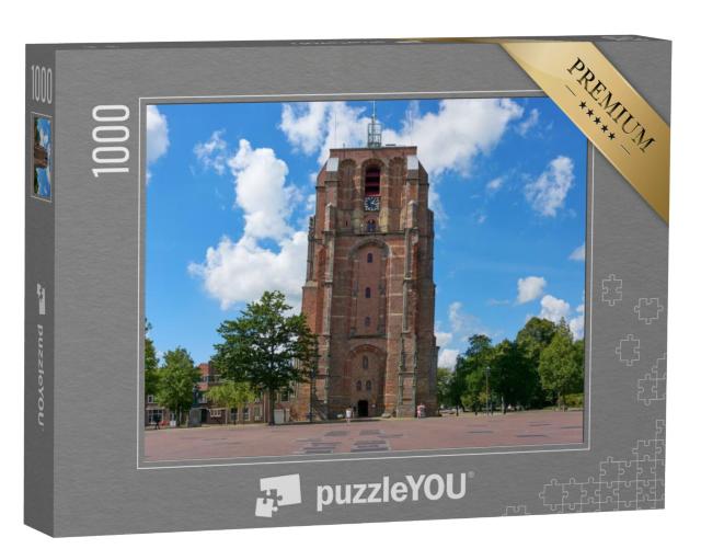 Puzzel 1000 stukjes „Zicht op de scheve kerktoren De Oldehove in Leeuwarden“