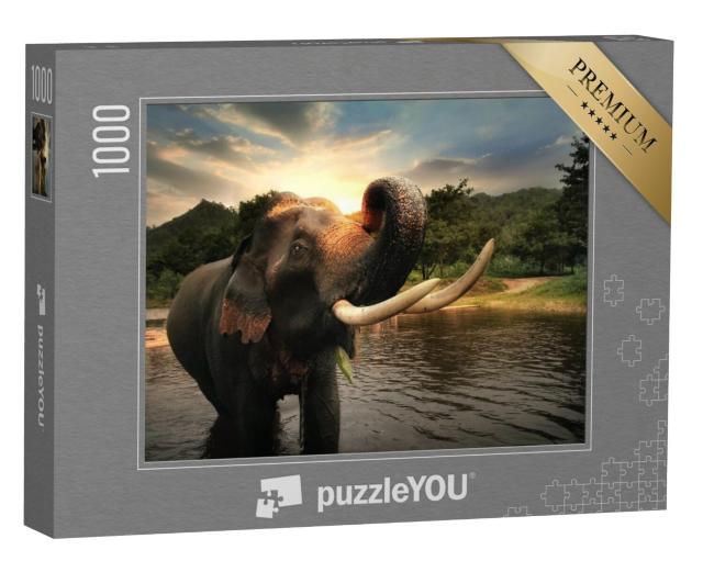 Puzzel 1000 stukjes „Wilde olifant, provincie Kanchanabur, Thailand“