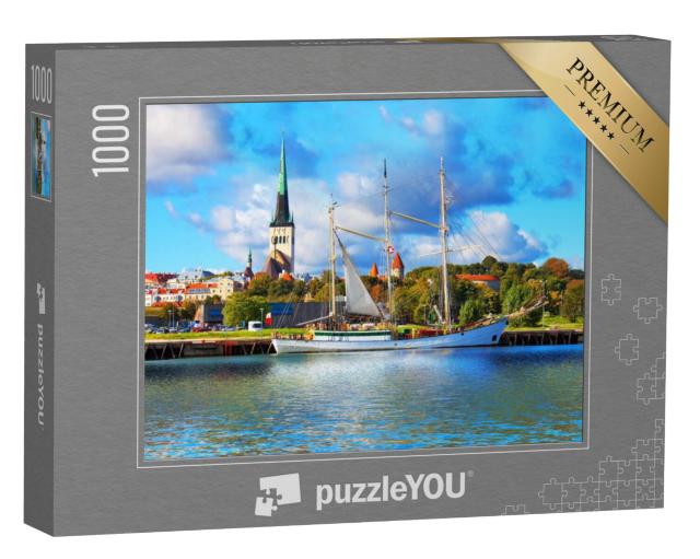 Puzzel 1000 stukjes „Historisch groot schip voor het oude stadscentrum van Tallinn, Estland“