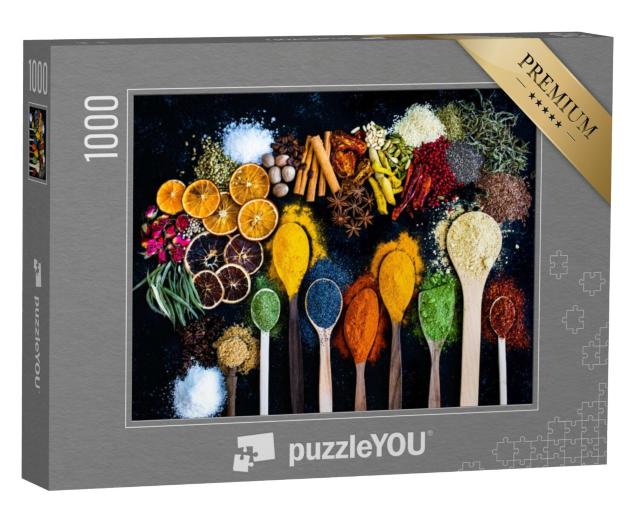 Puzzel 1000 stukjes „Kleurrijke verscheidenheid aan specerijen en gedroogd fruit“