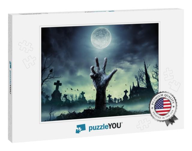 Zombie Hand Rising Out of a Grave... Jigsaw Puzzle