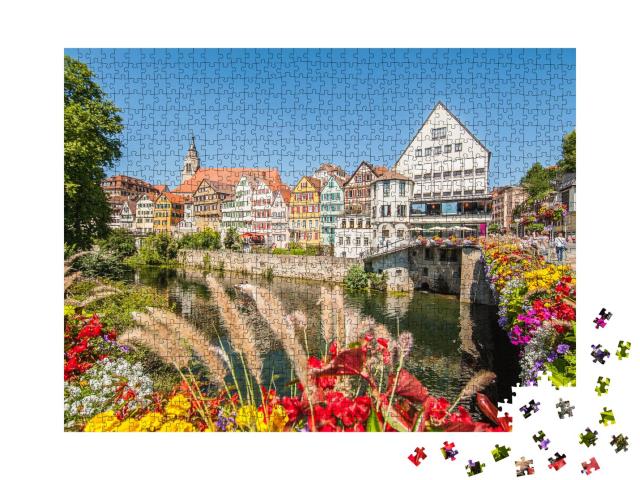 Puzzle 1000 Teile „Altstadt von Tübingen am Neckarufer, Deutschland“