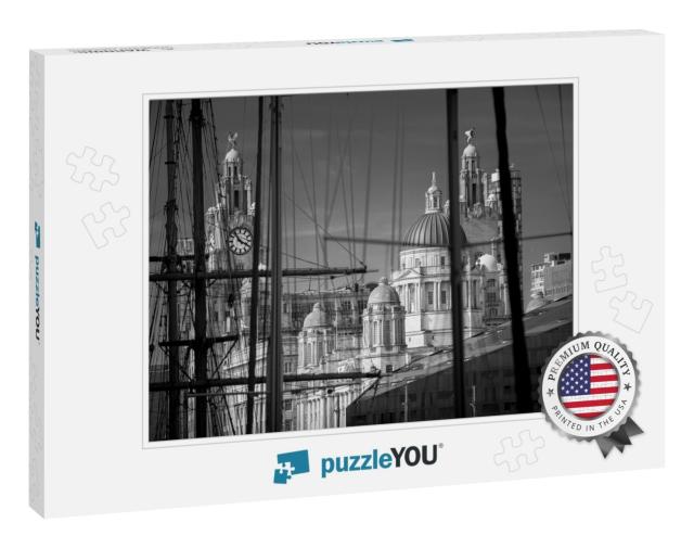 View Through Defocused Rigging & Masts of Ships to Iconic... Jigsaw Puzzle