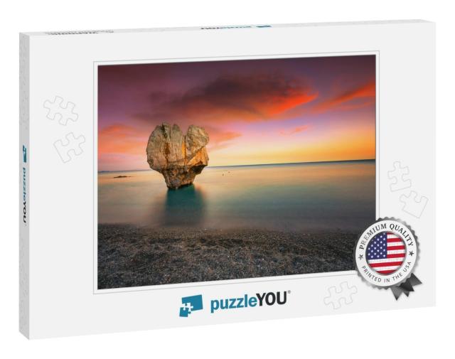 Lonely Rock Sculpture At the Shape of Heart, Preveli, Cre... Jigsaw Puzzle