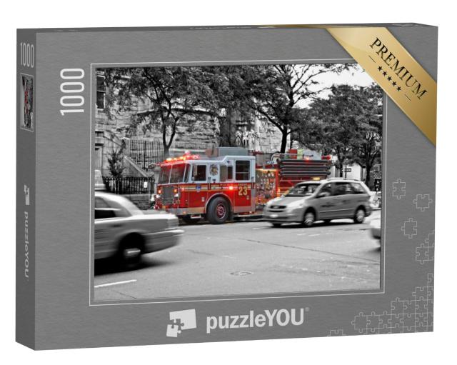 Puzzel 1000 stukjes „Brandweerwagen van New York in actie“