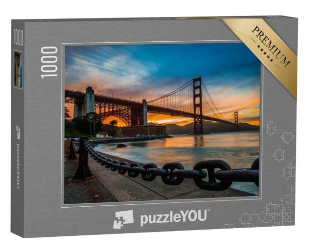 Puzzel 1000 stukjes „Gouden avondlicht boven de Golden Gate Bridge“