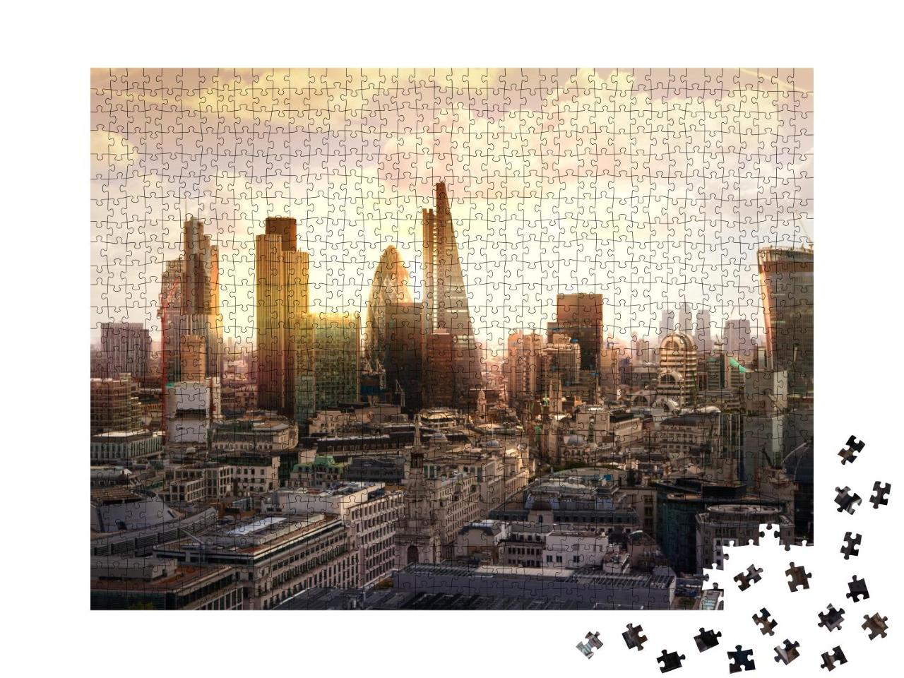 Puzzle 1000 Teile „Abendliche Skyline des Bankenviertels, London, UK“