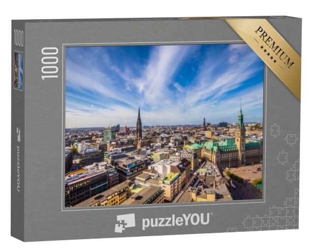 Puzzel 1000 stukjes „Stadhuis van Hamburg van bovenaf“