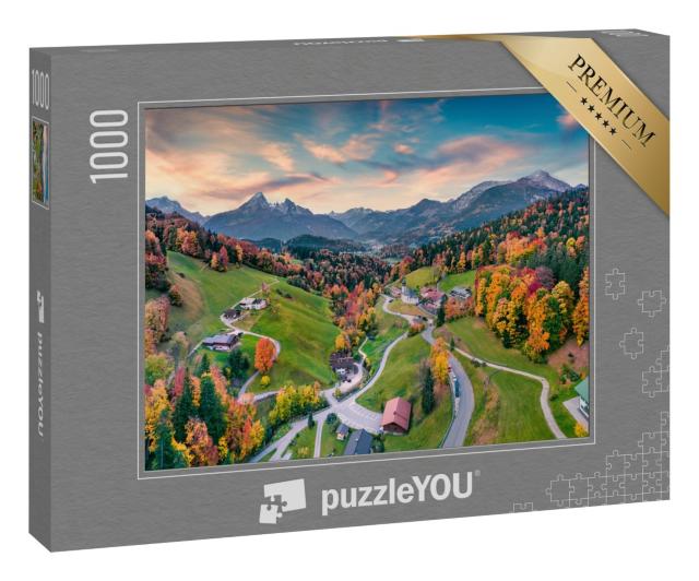 Puzzle 1000 Teile „Kirche Maria Gern mit Hochkaltergipfel, bayerische Alpen“