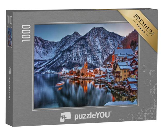 Puzzel 1000 stukjes „Winters tafereel van Hallstadt in Oostenrijk“