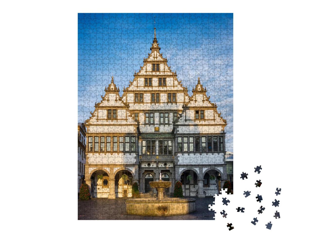 Puzzle 100 Teile „Paderborner Rathaus, in Deutschland, erbaut im Jahr 1611“