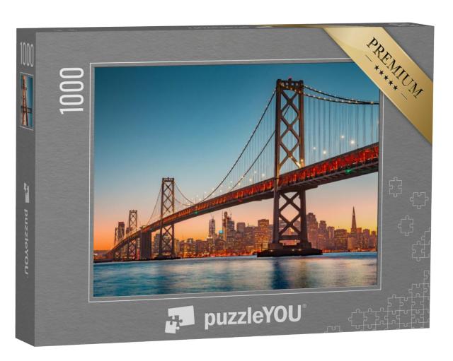 Puzzel 1000 stukjes „De skyline van San Francisco met de beroemde Oakland Bay Bridge, Californië, VS“