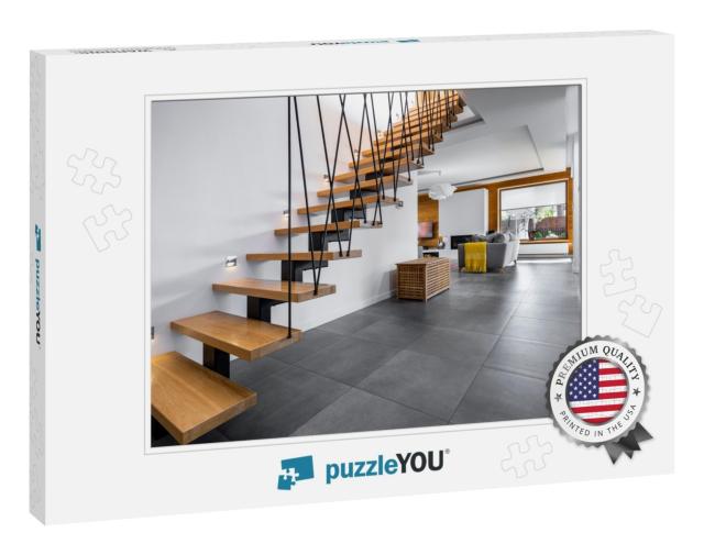 Modern Interior Design - Stairs in Wooden Finishing... Jigsaw Puzzle