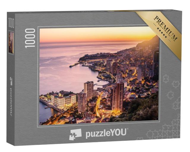 Puzzel 1000 stukjes „Avondaanzicht van Montecarlo, Monaco, Cote d'Azur, Europa“