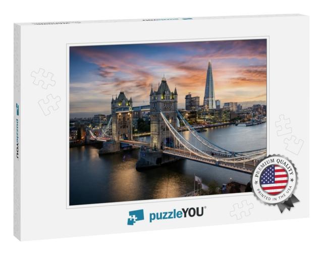 Aerial View to the Illuminated Tower Bridge & Skyline of... Jigsaw Puzzle