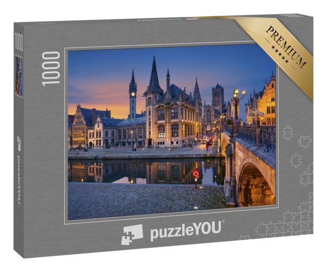 Puzzle 1000 Teile „Abendliche Dämmerung in Gent, Belgien“