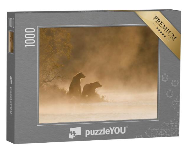 Puzzel 1000 stukjes „Grizzlybeer bij de gouden vijver“