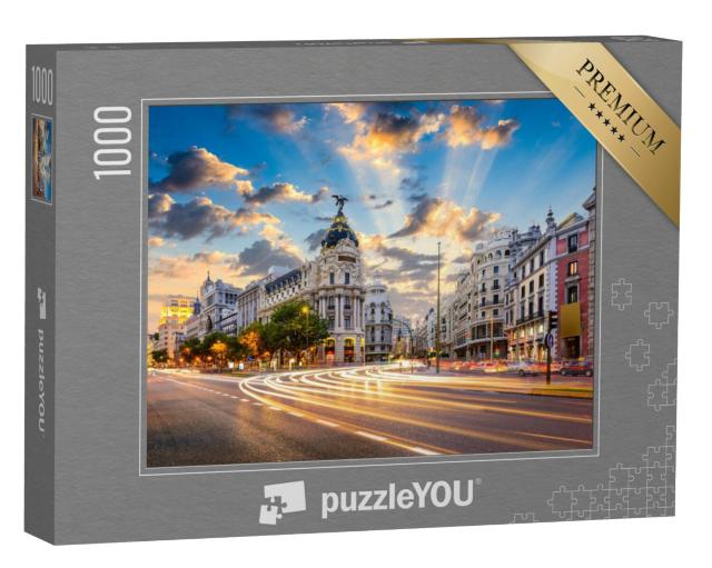 Puzzel 1000 stukjes „Stadsgezicht van Madrid met Calle de Alcala en Gran Via, Spanje“