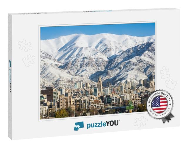Winter Tehran View with a Snow Covered Alborz Mountains o... Jigsaw Puzzle