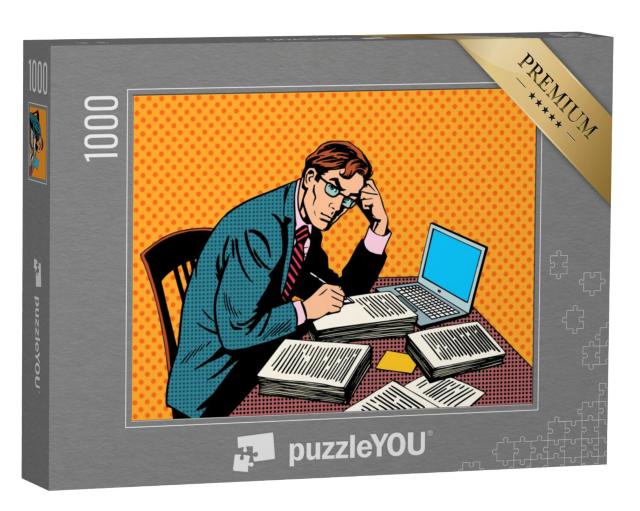 Puzzel 1000 stukjes „Man met stapel papier“