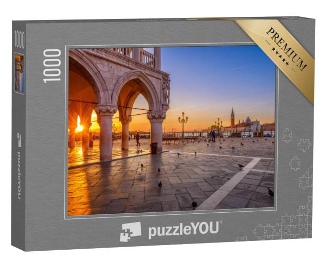 Puzzel 1000 stukjes „Zonsopgang over het San Marcoplein en het Dogenpaleis in Venetië“