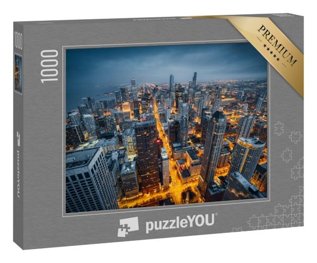 Puzzle 1000 Teile „Skyline von Chicago bei Nacht“