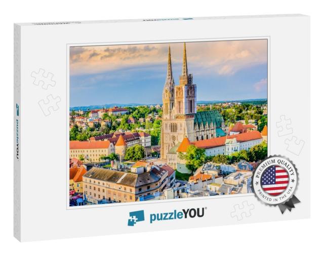 Aerial View on Cathedral in Zagreb City, Capital Town of... Jigsaw Puzzle