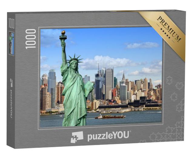 Puzzel 1000 stukjes „Het Vrijheidsbeeld met de Hudson-rivier, New York City“