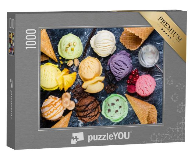 Puzzel 1000 stukjes „Bolletjes ijs op marmer“