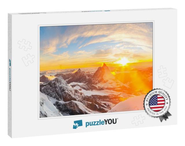 Sunset Seen from Margherita Cabin At Monte Rosa with a Be... Jigsaw Puzzle
