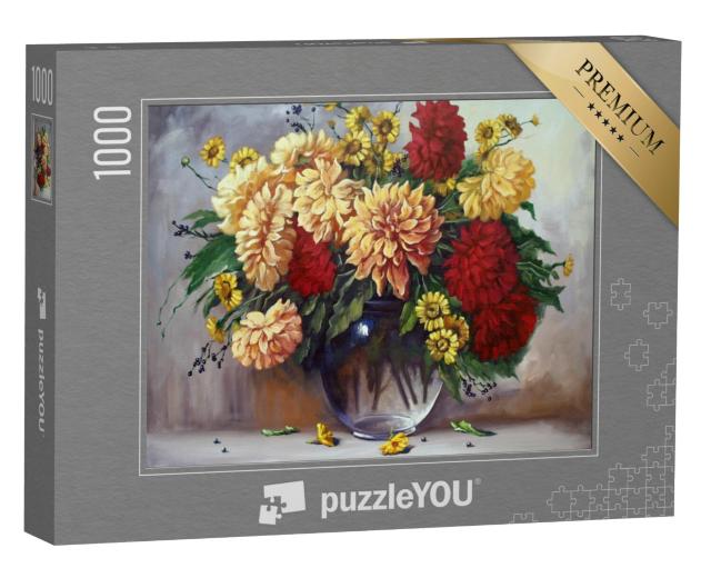 Puzzel 1000 stukjes „Olieverfschilderij: Stilleven, Bloemen“