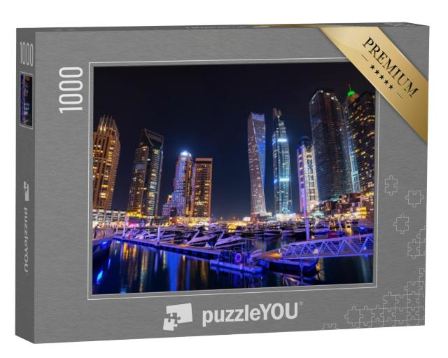 Puzzel 1000 stukjes „Dubai jachthaven bij nacht, Verenigde Arabische Emiraten“