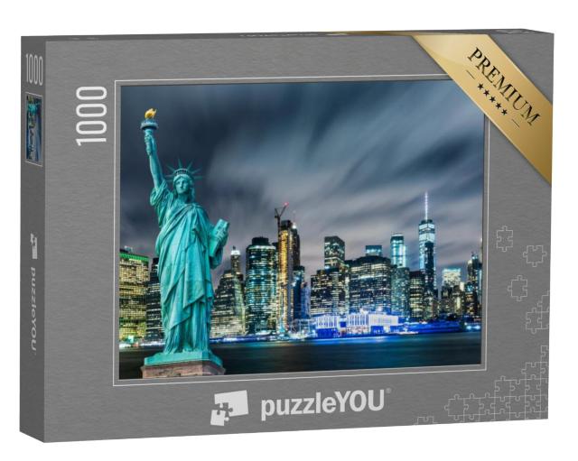 Puzzel 1000 stukjes „Het Vrijheidsbeeld voor de skyline van Manhattan“