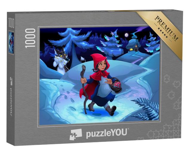 Puzzel 1000 stukjes „Roodkapje gaat wandelen in het bos“