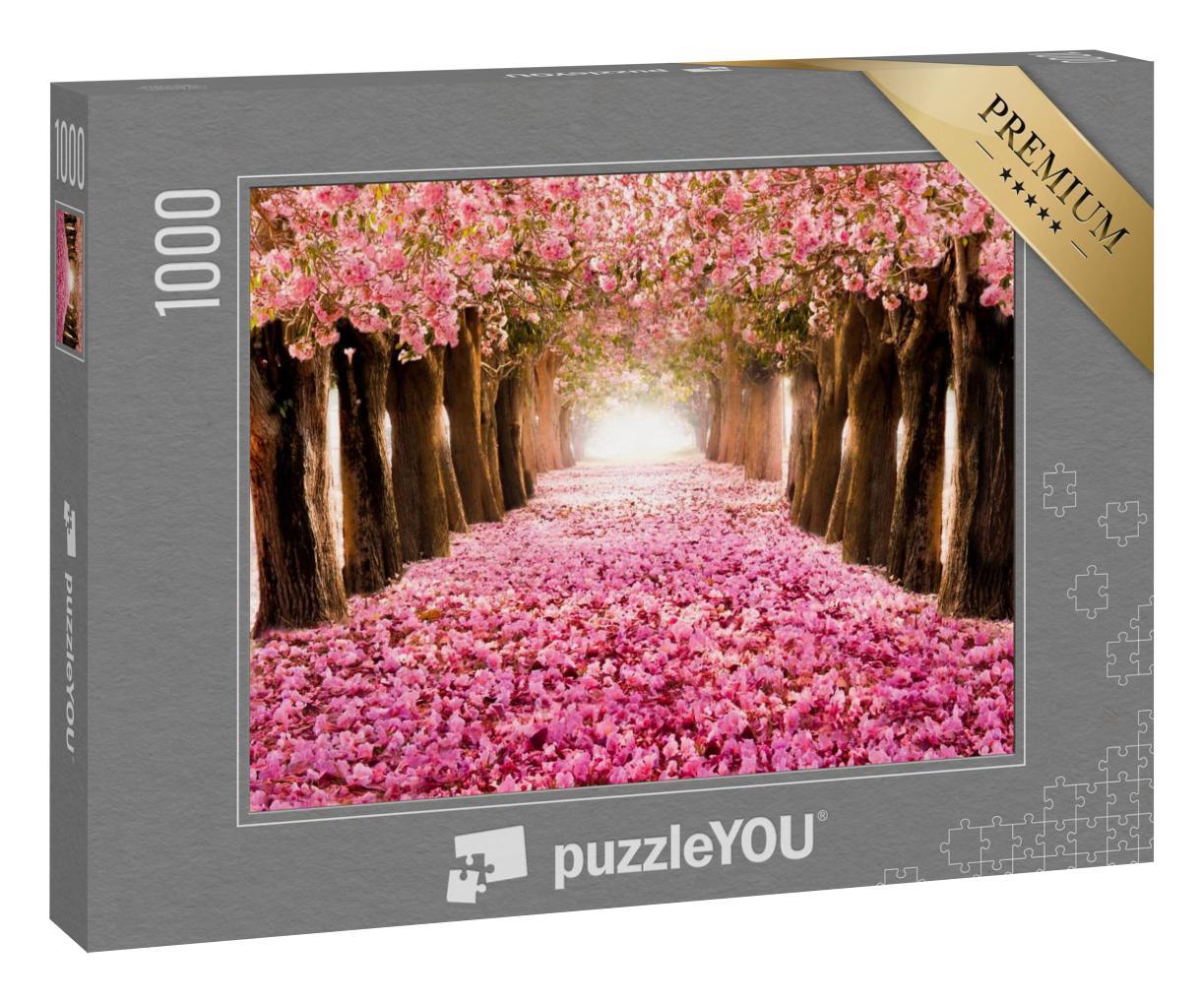 Puzzle 1000 Teile „Romantischer Tunnel aus blühenden Kirschbäumen“