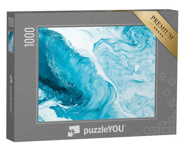 Puzzel 1000 stukjes „Marmerstructuur in blauw met wit“