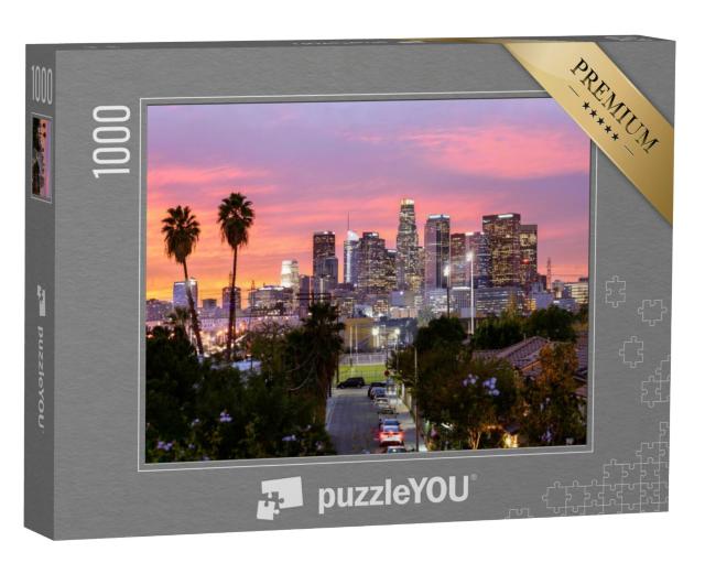 Puzzel 1000 stukjes „De skyline van het centrum van Los Angeles bij zonsondergang“