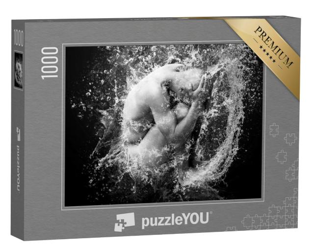 Puzzel 1000 stukjes „Waterdruppels omringen een man“