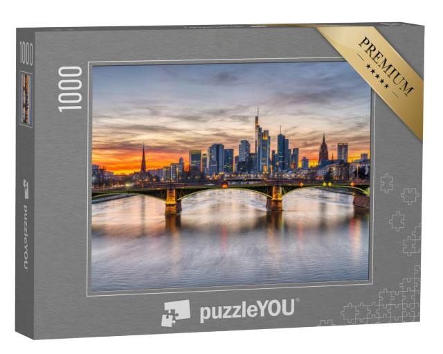 Puzzel 1000 stukjes „De skyline van Frankfurt am Main na zonsondergang“