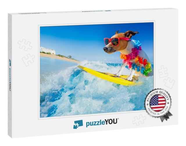 Jack Russell Dog Surfing on a Wave, on Ocean Sea on Summe... Jigsaw Puzzle
